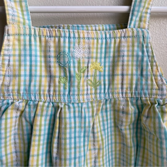 CARTERS KIDS YELLOW BLUE EMBROIDERED FLOWER OVERALLS SIZE 3/6 MONTHS - Picture 3 of 5
